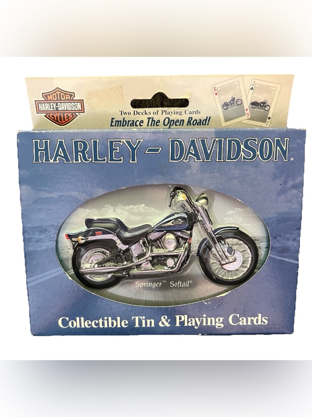 2001 Harley Davidson Springer Heritage Softail Collectible Tin & Playing Cards - Picture 1 of 4